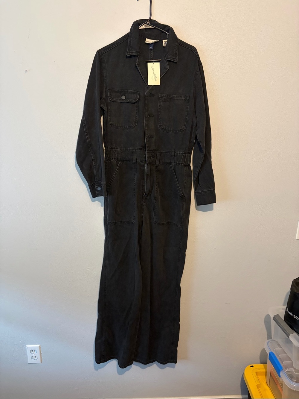 Universal Thread Black Long-Sleeve Utility Jumpsuit Sz 8